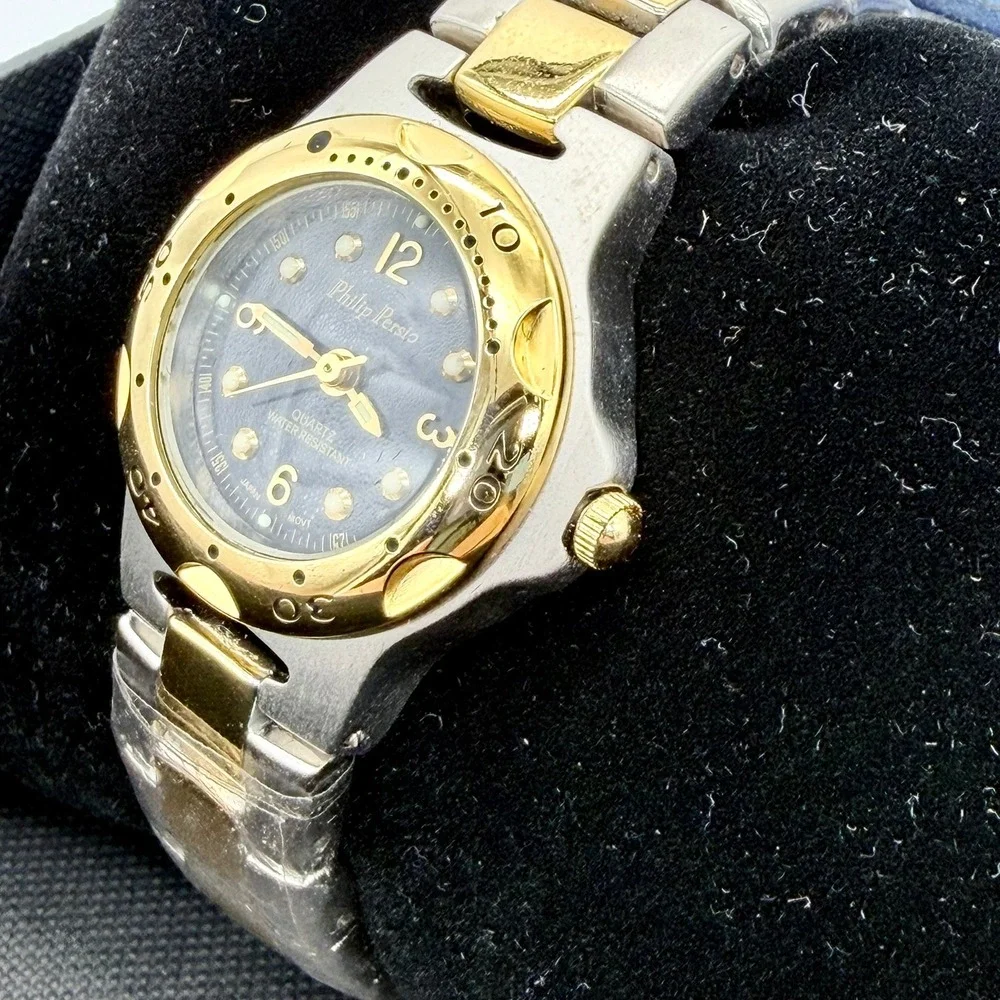 Philip Persio 74AAL01961 Womens Quartz Two-Tone Stainless Steel Blue Dial Watch